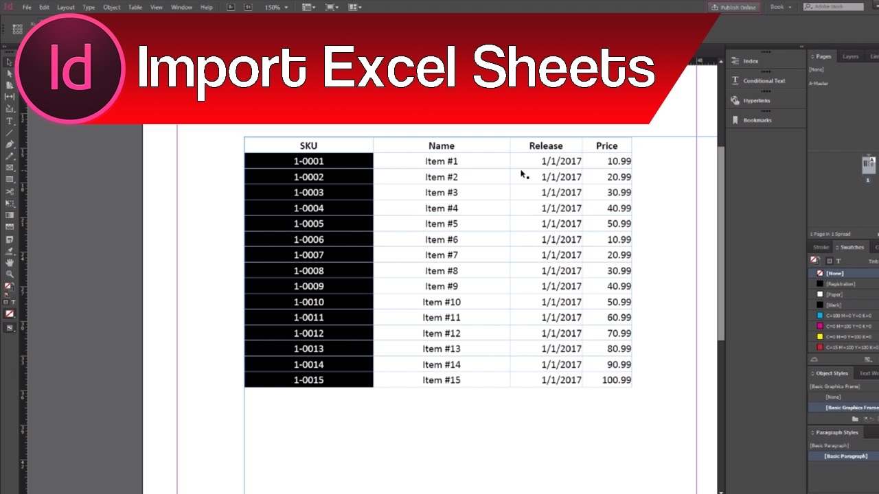 excel for mac place in indesign